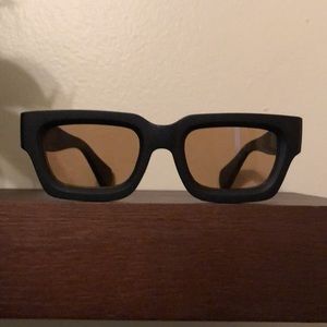 Matte black tan brown lense sunglasses
